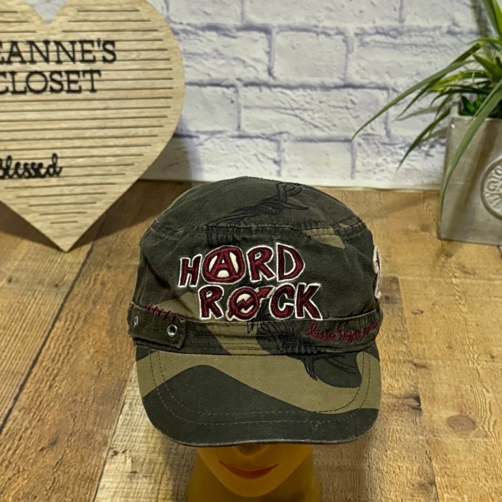 Hard Rock Cafe Hat  Military Army Cap Camouflage Camo Embroidered OSFM
